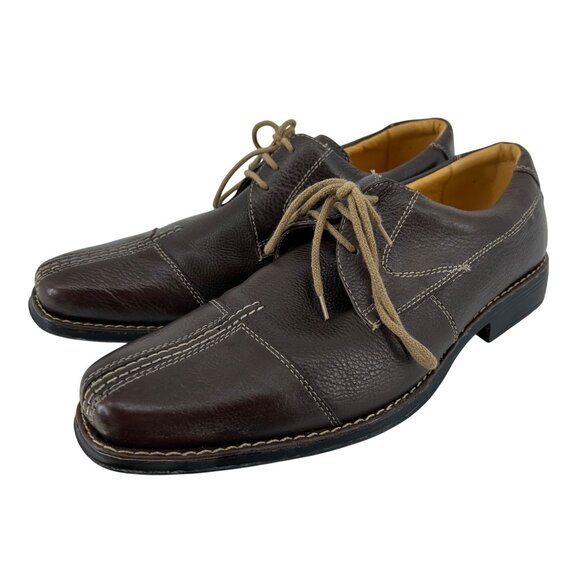 Sandro Moscoloni Comfort Soft Gel Brown Leather Split Toe Oxfords Mens Size 11.5 - Picture 1 of 9